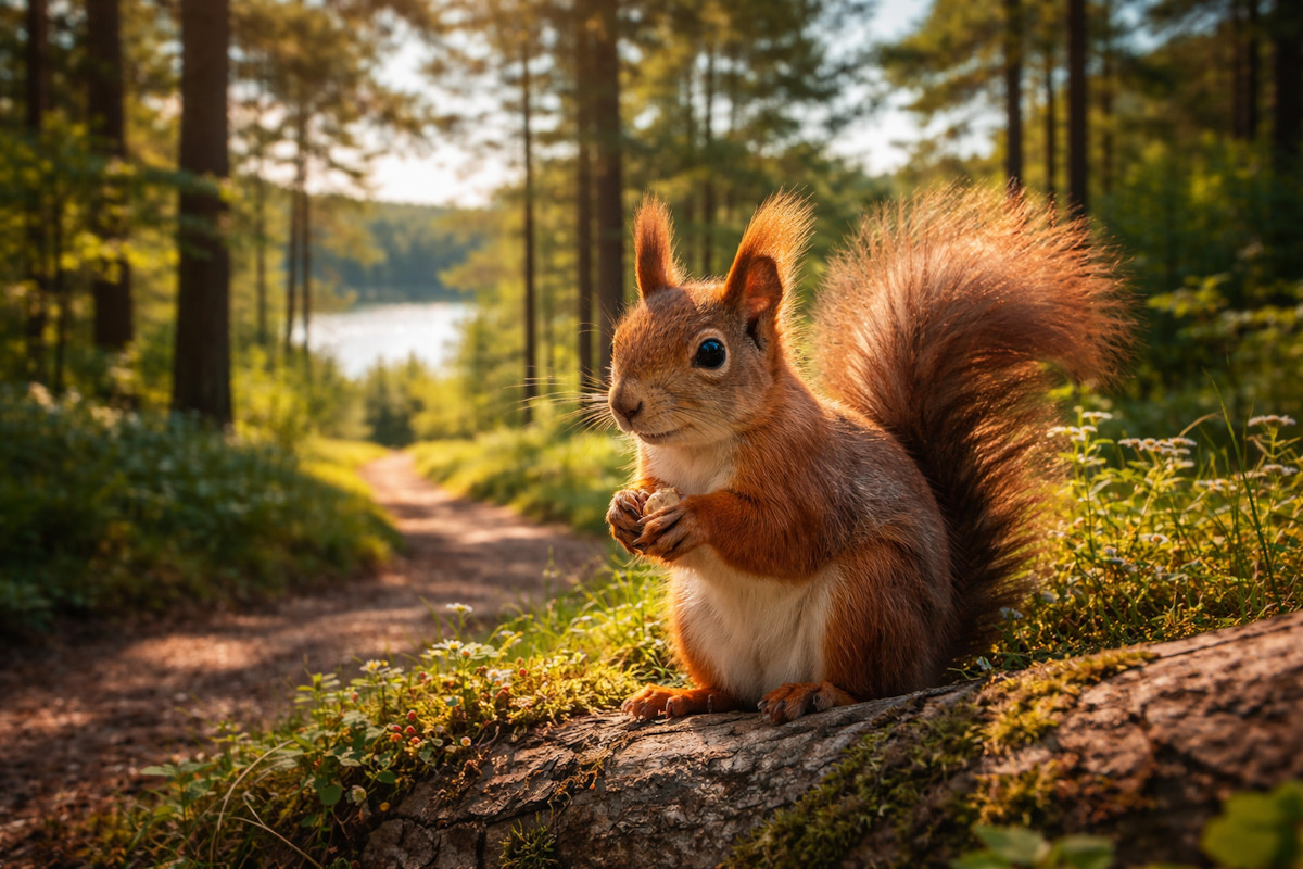 eichhoernchen im wald in dänemark